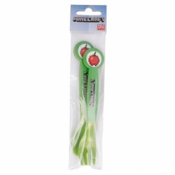 2 PCS PP CUTLERY SET IN POLYBAG MINECRAFT