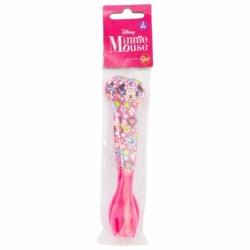 2 PCS PP CUTLERY (SPOON AND FORK) SET IN POLYBAG MINNIE BOLD FLORALS