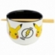 CERAMIC RAMEN BOWL WITH CHOPSTICKS IN GIFT BOX POKEMON BLACK LOGOS