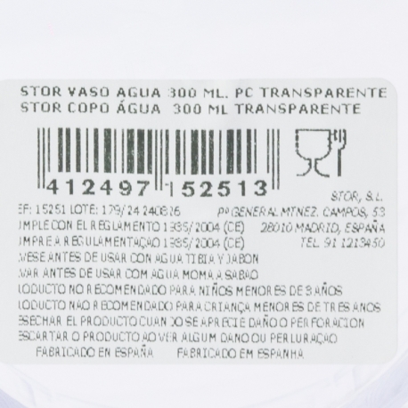 SMALL GLASS 29 CL TRANSPARENT POLYCARBONATE