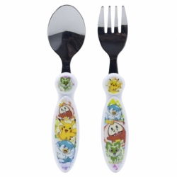 2 PCS ELLIPTICAL METALLIC CUTLERY (SPOON AND FORK) SET POKEMON