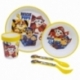 SET 5 PCS ANTIDESLIZANTE (PLATO, CUENCO, VASO Y CUBIERTOS) PREMIUM BICOLOR EN CAJA PAW PATROL BOY RESCUE PUPS