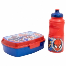 SET VUELTA AL COLE (SANDWICHERA RECTANGULAR Y BOTELLA SPORT EASY HOLD 380 ML) EN CAJA  REGALO SPIDERMAN MOB RULES