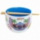 CERAMIC RAMEN BOWL WITH CHOPSTICKS IN GIFT BOX STITCH SUNNY LEAVES