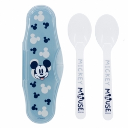 TODDLER 2 PCS PP SPOONS TRAVEL SET MICKEY MOUSE FULL OF SMILES