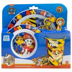 5 PCS MCIRO SET (PLATE, BOWL, TUMBLER, CUTLERY) PAW PATROL BOY RESCUE PUPS