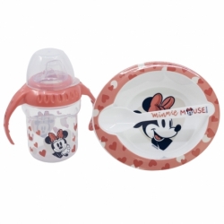 BABY 3 PCS SET IN GIFT BOX (TRAINING MUG, BOWL, SPOON) MINNIE MOUSE HEART FULL