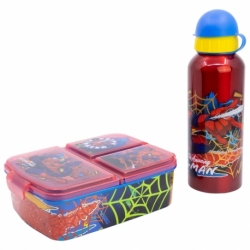 SET 2 PCS (BOTELLA ALUMINIO Y SANDWICHERA MULTIPLE) SPIDERMAN