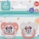 SET 2 CHUPETES TETINA ANATOMICA SILICONA +6 M CON FUNDA MINNIE MOUSE HEART FULL