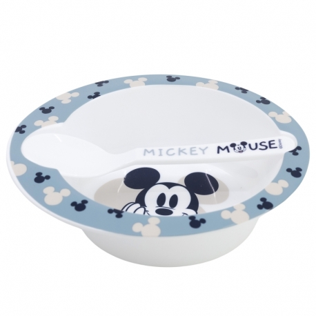 TODDLER 2 PCS MICRO SET (MICRO BOWL & MICRO PP SPOON TODDLER) MICKEY MOUSE FULL OF SMILES