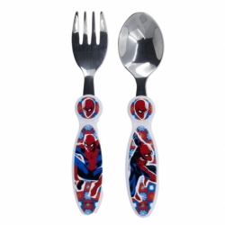 2 PCS ELLIPTICAL METALLIC CUTLERY SET SPIDERMAN ARACHNID GRID