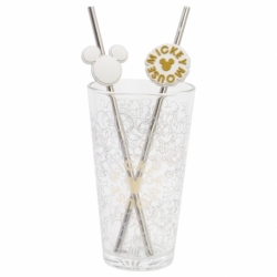 GLASS & TWIN STRAW SET 480 ML MICKEY MOUSE SIGNATURE