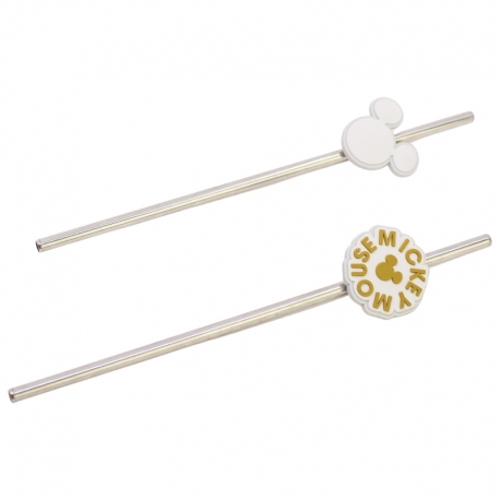 3D TWIN STAINLESS STEEL STRAW SET MICKEY MOUSE SIGNATURE