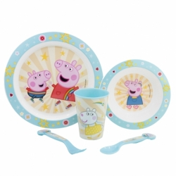 5 PCS  MCIRO SET (PLATE, BOWL, TUMBLER, CUTLERY) PEPPA CORE 2022
