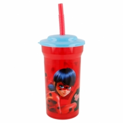 BASIC CLEAR STRAW TUMBLER 460 ML MIRACULOUS LADYBUG