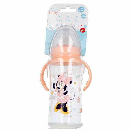 BABY 12 OZ WIDENECK BOTTLE SILICONE TEAT 3 POSITIONS WITH HANDLES  MINNIE INDIGO DREAMS