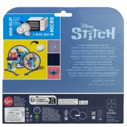 SET 5 PCS ANTIDESLIZANTE (PLATO, CUENCO, VASO Y CUBIERTOS) PREMIUM BICOLOR EN CAJA STITCH
