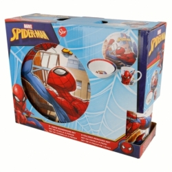 SET MERIENDA CERAMICA (PLATO, CUENCO, TAZA) EN CAJA DE REGALO 3 PCS SPIDERMAN STREETS