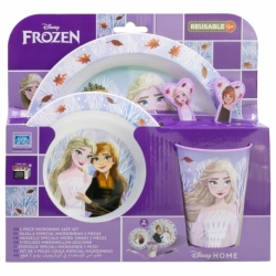 SET MICRO 5 PCS (PLATO, CUENCO, VASO Y CUBIERTOS) EN CAJA FROZEN AUTUM LEAVES