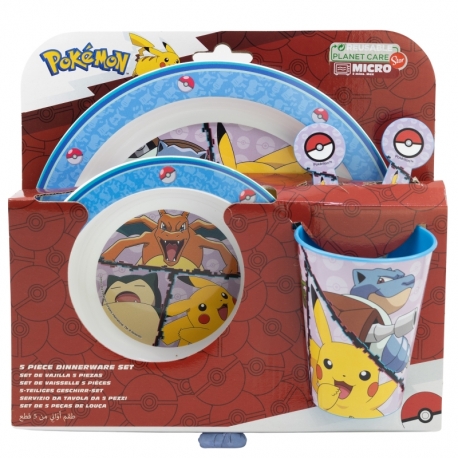 SET MICRO 5 PCS (PLATO, CUENCO, VASO Y CUBIERTOS) EN CAJA POKEMON DISTORTION