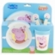 SET 5 PCS ANTIDESLIZANTE (PLATO, CUENCO, VASO Y CUBIERTOS) PREMIUM BICOLOR EN CAJA PEPPA PIG CORE