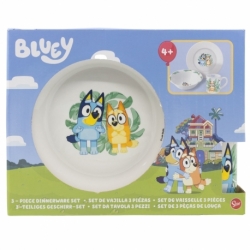 SET MERIENDA CERAMICA (PLATO, CUENCO, TAZA) EN CAJA DE REGALO 3 PCS BLUEY