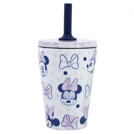 DW SS SILICONE STRAW TUMBLER 360 ML MINNIE MOUSE AWESOME FACES