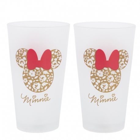 SET 2 VASOS CASUAL DE CRISTAL 490 ML MINNIE MOUSE GARDENING
