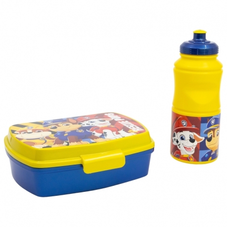 SET VUELTA AL COLE (SANDWICHERA RECTANGULAR Y BOTELLA SPORT EASY HOLD 380 ML) EN CAJA  REGALO PAW PATROL BOY RESCUE PUPS