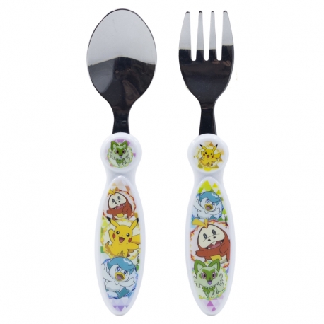 SET DE 2 CUBIERTOS METALICOS (CUCHARA Y TENEDOR) POKEMON
