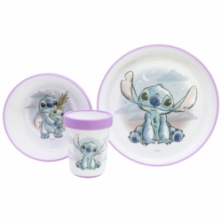 STOR SET 3 PCS VAJILLA PREMIUM BICOLOR ANTIDESLIZANTE STITCH CUDDLE ME