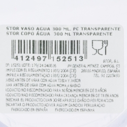 VASO AGUA 300 ML. PC TRANSPARENTE