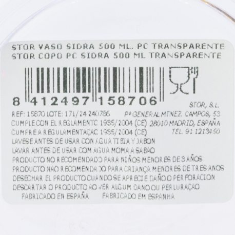 VASO PC SIDRA 500 ML.