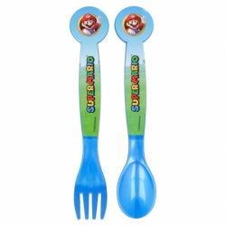 SET DE 2 CUBIERTOS PP (CUCHARA Y TENEDOR) SUPER MARIO