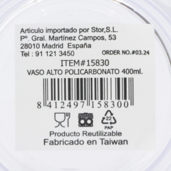 VASO ALTO PC 400 ML.