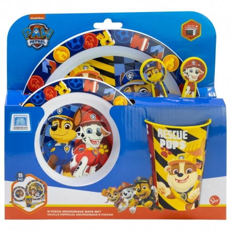 SET MICRO 5 PCS (PLATO, CUENCO, VASO Y CUBIERTOS) EN CAJA PAW PATROL BOY RESCUE PUPS SET MICRO 5 PCS (PLATO, CUENCO, VASO Y CUBIERTOS) EN CAJA PAW PATROL BOY RESCUE PUPS