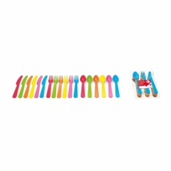 18 PCS FLAT HANDLE COLOR PICNIC CUTLERY SET