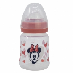 BABY 5 OZ WIDENECK BOTTLE SILICONE TEAT 3 POSITIONS MINNIE MOUSE HEART FULL
