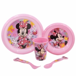SET EASY 5 PCS (PLATO, CUENCO, VASO 260 ML Y CUBIERTOS) EN ESTUCHE MINNIE MOUSE SPRING LOOK