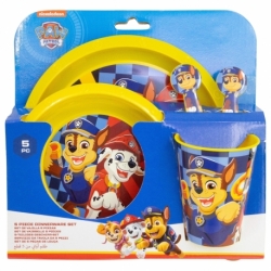 SET EASY 5 PCS (PLATO, CUENCO, VASO Y CUBIERTOS) EN CAJA  PAW PATROL BOY RESCUE PUPS