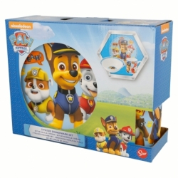 SET MERIENDA CERAMICA (PLATO, CUENCO, TAZA) EN CAJA DE REGALO 3 PCS PAW PATROL