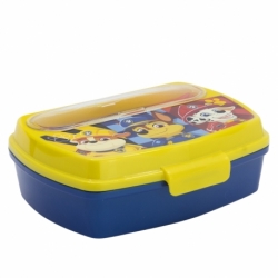 SANDWICHERA RECTANGULAR CON CUBIERTOS PAW PATROL BOY RESCUE PUPS