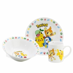 SET MERIENDA CERAMICA (PLATO, CUENCO, TAZA) EN CAJA DE REGALO 3 PCS POKEMON HAPPY FUN