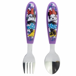 SET DE 2 CUBIERTOS METALICOS (CUCHARA Y TENEDOR) MINNIE SUNSHINE