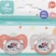 SET 2 CHUPETES TETINA REVERSIBLE SILICONA +6 M CON FUNDA MINNIE MOUSE HEART FULL