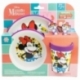 SET 5 PCS ANTIDESLIZANTE (PLATO, CUENCO, VASO Y CUBIERTOS) PREMIUM BICOLOR EN CAJA MINNIE SUNSHINE