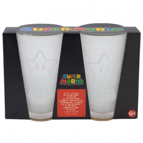 SET 2 VASOS CASUAL DE CRISTAL 490 ML SUPER MARIO
