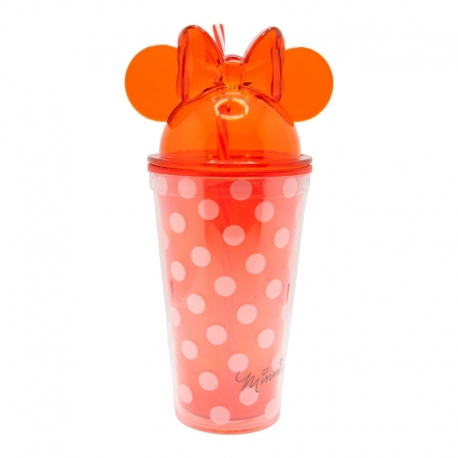 VASO CON CAÑA Y TAPA 3D 535 ML MINNIE MOUSE