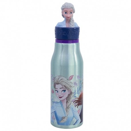 BOTELLA ALUMINIO CON FIGURITA 3D 690 ML FROZEN SNOWY TALE