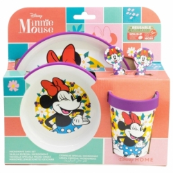 NON SLIP 5 PCS BICOLOR PREMIUM SET (PLATE, BOWL, TUMBLER, CUTLERY) IN STANDARD BOX MINNIE SUNSHINE